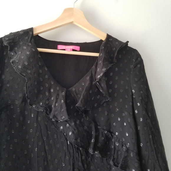 Lilly Pulitzer Olenna Silk Metallic Black Top XS - Picture 5 of 12